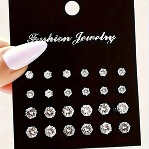 Elegant Silver Stud Earrings Set